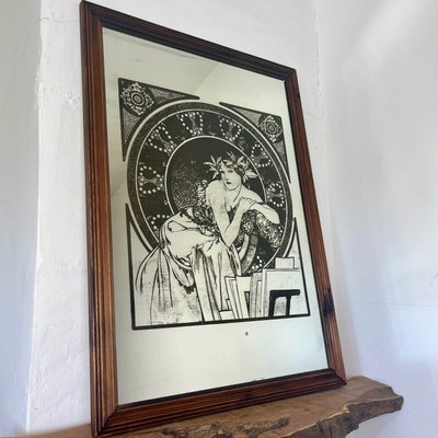 Alphonse Mucha Woman with Poppies Mirror for sale at Pamono