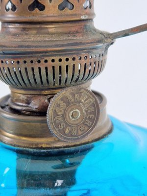 Vintage 20th Century Kosmos Brenner Oil Lamp Glass Copper