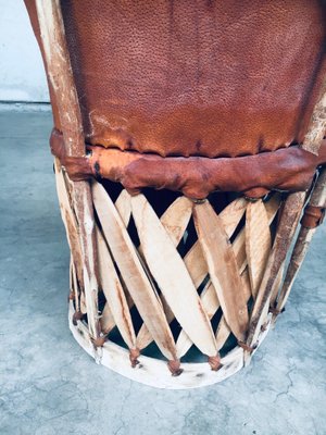 Mexican Art Populaire Artisan Made Leather Table Chairs by Wim