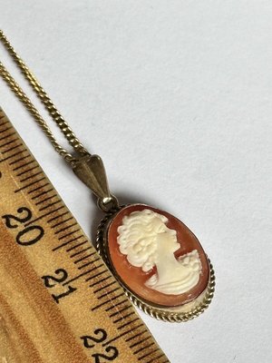 Ciondolo Antico Con Cammeo In Argento Sterling, Con Cornice In Conchiglia Intagliata, Vintage E590 - Italia - Foto 2