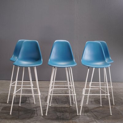 Blue Moulded Plastic Stool by Charles Ray Eames for Herman Miller for sale at Pamono