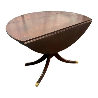 19th Century Victorian Round Folding Table with Bronze Details