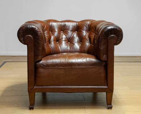 Tufted Leather Antique Leather Club Chairs For Sale Vintage
