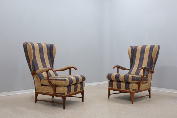 Mid Century High Back Armchairs 1950s Set of 2
