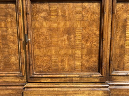 Mid-Century Faux Bamboo Walnut Stanley Display Cabinet Mid-Century Faux Bamboo Walnut Stanley Display Cabinet