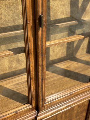 Mid-Century Faux Bamboo Walnut Stanley Display Cabinet Mid-Century Faux Bamboo Walnut Stanley Display Cabinet