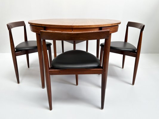 Mid-Century Roundette Teak Dining Table & Chair Set by Hans Mid-Century Roundette Teak Dining Table & Chair Set by Hans