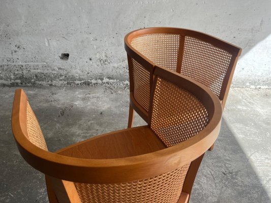Mid Century Armchair in Cane and Wood for sale at Pamono