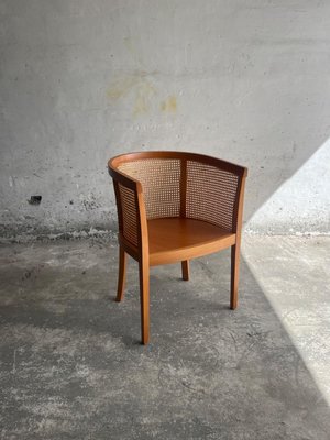 Mid Century Armchair in Cane and Wood for sale at Pamono
