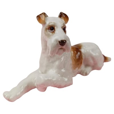 Porcelain Figurine in the Shape of a Wire Fox Terrier from
