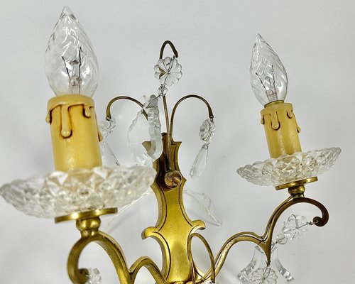 Pair of Bronze & Crystal Drop Chandeliers Pair of Bronze & Crystal Drop Chandeliers