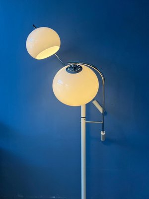 Space Age White Mushroom Swing Arm Age Floor Lamp from