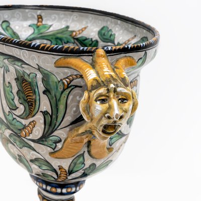 Manufaktur Maiolica Artistica Pesarese Map Vase mit zwei Henkeln, Italien, 1920er bei Pamono kaufen