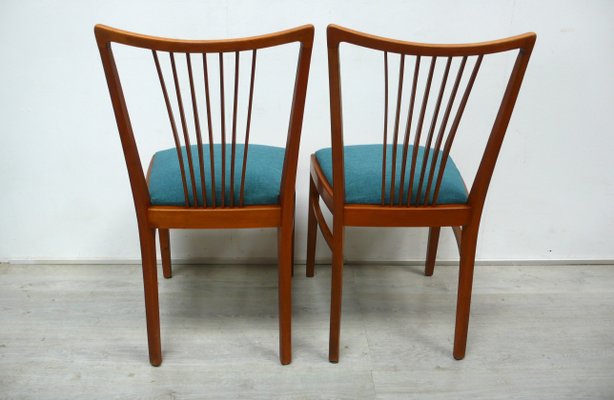 Mid Century Modern Teak Chairs with Petrol Green Upholstery from Casala 1956 Set of 2 for sale at Pamono