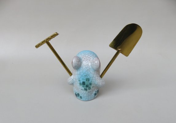Kaktus Besteck Frosch mit Schaufel und Rechen von Walter Bosse fr Karlsruhe  Majolika, 1950er, 3er Set bei Pamono kaufen