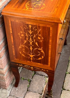 最終値下　FILM Bed side chest 1960s Antique Wood 3 Drawer Inlaid Chest of Drawers, 1960s for sale at