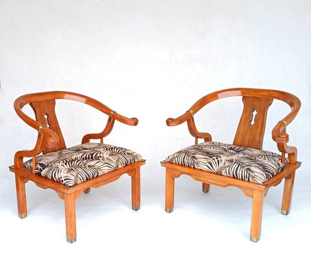 Set of American Horseshoe Armchairs in the style of James Mont