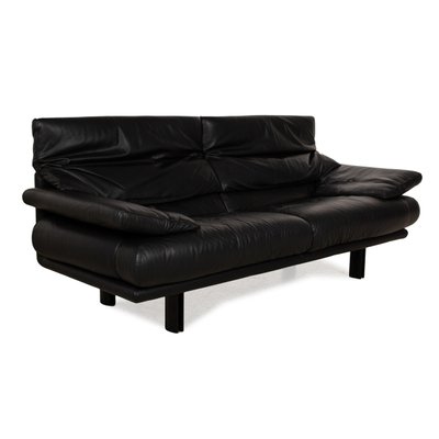 Alanda Two Seater Black Leather Sofa by Paolo Piva for B&b