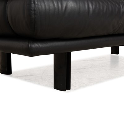 Alanda Two Seater Black Leather Sofa by Paolo Piva for B&b Italia