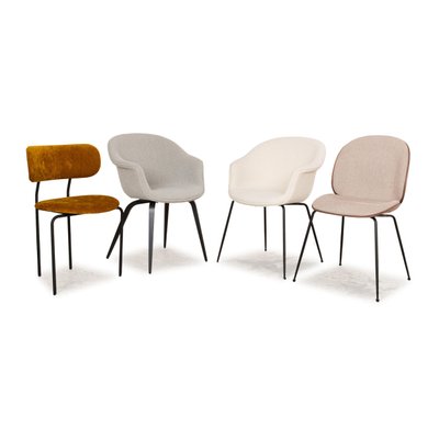Coco Bat Beetle Chair in Brown Grey White Beige Black Wood Metal Frame Set of 4