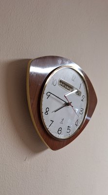 Mid-Century French Wall Clock with Date and Day Display by Jaz