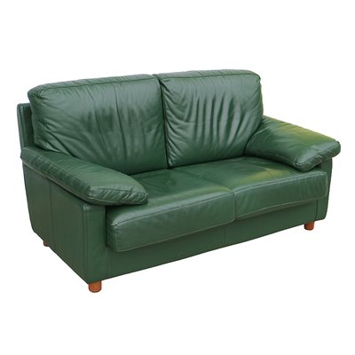 Vintage Green Leather Sofa 1960s