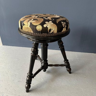 Small Black Round Cushion Stool