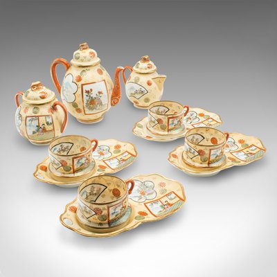 Antique Japanese Geisha Tea Set in Ceramic, 1920s, Set of 11 for
