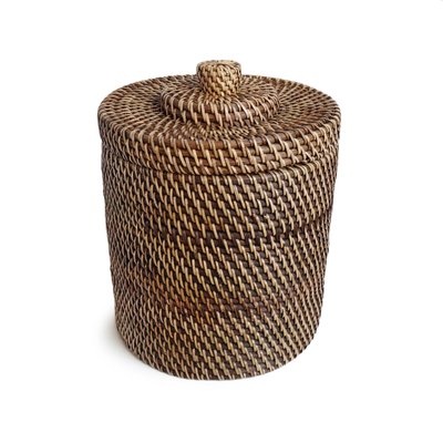 Tea Stain Rattan Korb mit Deckel, 2010er bei Pamono kaufen
