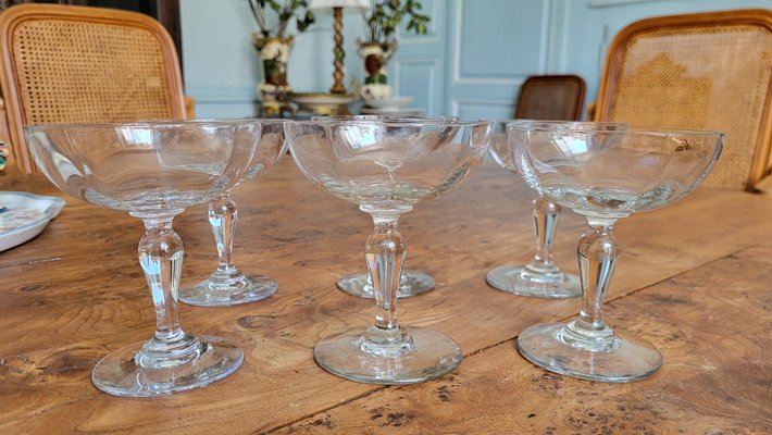Antique Crystal Champagne Glasses 1890s Set of 6