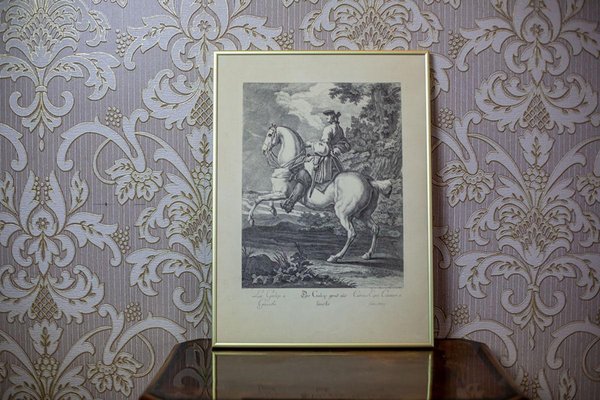 Gravure Originale Johann Elias Ridinger (1734) 'Au Galop Droit De Lincks' - Estampe Baroque, Signée | Cheval Et équitation
