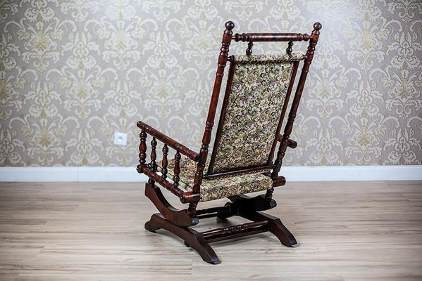 Antique Spring Rocking Chair in Floral Fabric 1890s for sale at Pamono