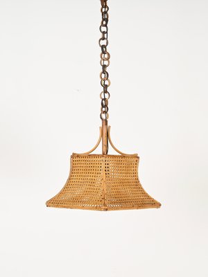 Mid-Century Deckenlampe aus Bambus, Rattan & Stroh, Italien, 1960er bei  Pamono kaufen