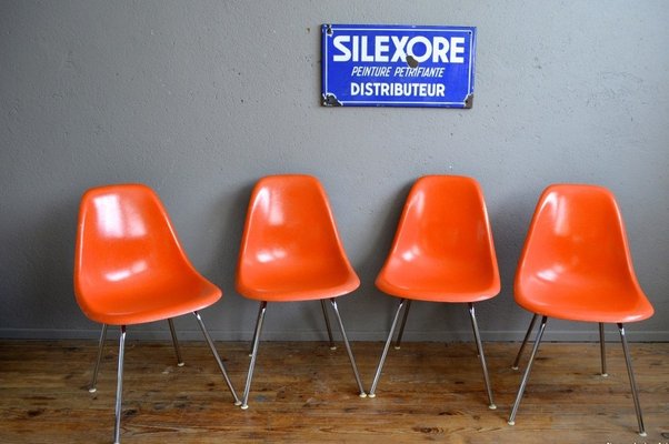 Vintage Orange Dsx Chairs By Charles Ray Eames For Herman Miller
