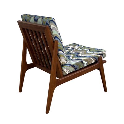 Mid Century Danish Teak Wood Easy Chair with Cushions for sale at Pamono