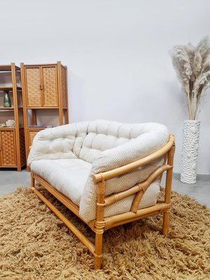Vintage Rattan Bamboo Lounge Sofa 1970s