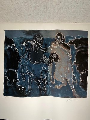 文学・小説 Lithograph Catalogue Raisonne Hans Erni Six éclaireurs reconnaissants, Original signed lithograph