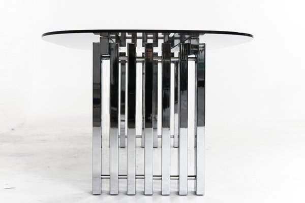 Mid Century Modern Chrome And Gl Dining Table 1970s