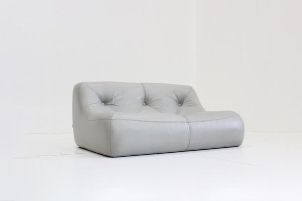 Grey Leather Kali Sofa by Michel Ducaroy for Ligne Roset