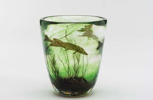 Vintage Fishgraal Vase By Edward Hald For Orrefors 1937 For Sale