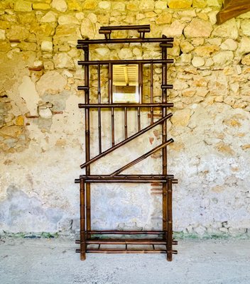 Vintage Garderobe aus Bambus mit abgeschrgtem Spiegel, 1920er bei Pamono  kaufen