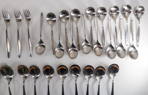 Mid-Century Cromargan Flatware Service for 8 with Atlanta Mid-Century Cromargan Flatware Service for 8 with Atlanta