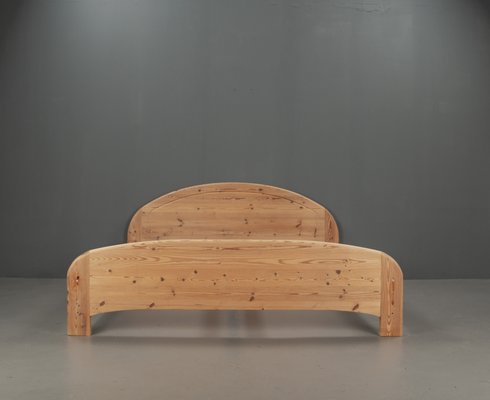 Postmodern Scandinavian Double Bed in Softwood, 1980s for sale at