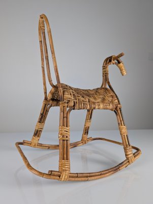 Childrens Rocking Horse in Bamboo and Rattan, 1960s for sale at Pamono