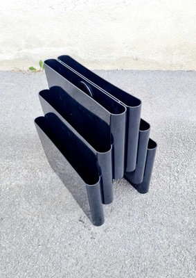 Modern Italian Black Magazine Rack by Giotto Stoppino for Kartell
