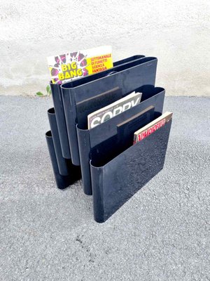 Modern Italian Black Magazine Rack by Giotto Stoppino for Kartell