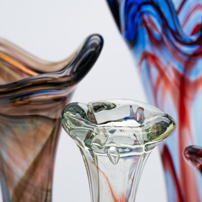Murano Multi-Coloured Glass Vases, Italy, 1970s, Set of 7 for sale