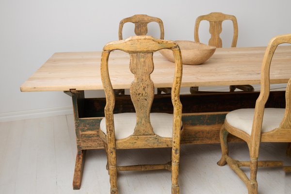 Large Antique Swedish Dining Table in Pine for sale at Pamono
