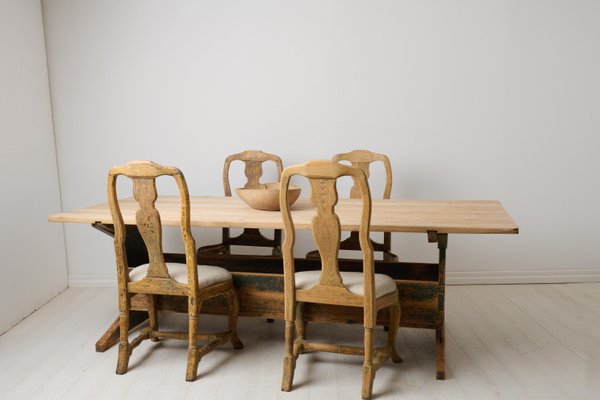 Large Antique Swedish Dining Table in Pine for sale at Pamono
