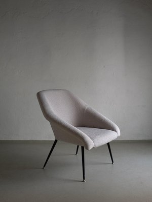 Gray Boucle Shell Armchair, Germany, 1960s for sale at Pamono